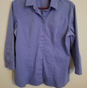 Periwinkle blue women's button down blouse